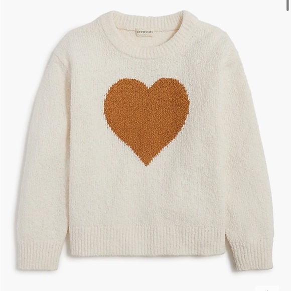 J crew Girls' heart pullover sweater Ivory Warm Brandy Heart - Picture 1 of 2
